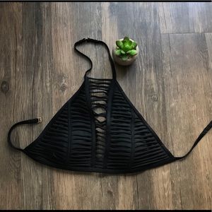 Victoria’s Secret Black Strappy Swim Halter Top